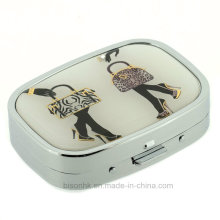 Caja portable de la píldora, caja de la píldora del metal